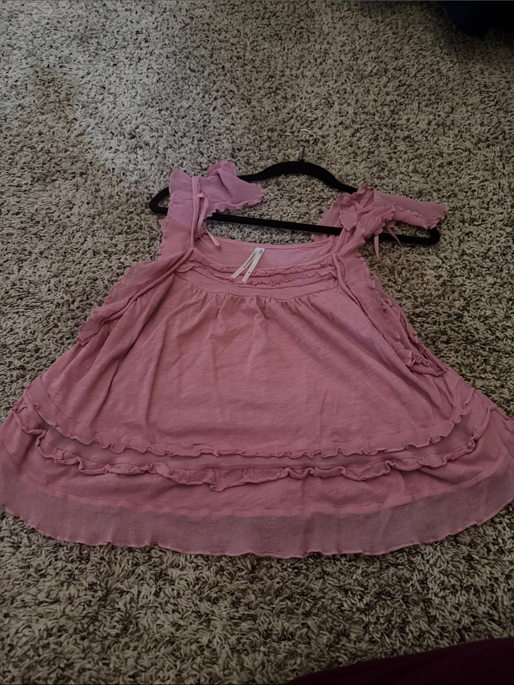 Anthropologie Pink Ruffle Tiered Sleeveless Top